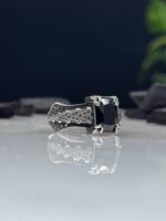 Black Zircon Stone Silver Ring #075 - Image 2