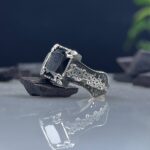 Black Zircon Stone Silver Ring #075