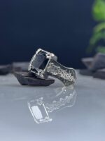 Black Zircon Stone Silver Ring #075