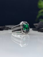 Green Zircon Stone Silver Ring - Image 3