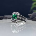 Green Zircon Stone Silver Ring