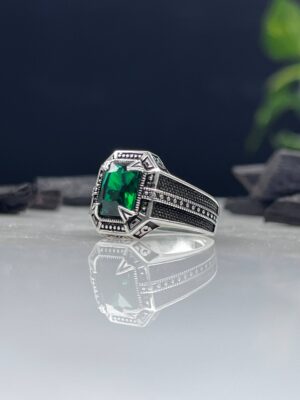 Green Zircon Stone Silver Ring