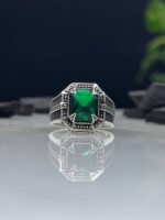 Green Zircon Stone Silver Ring - Image 2