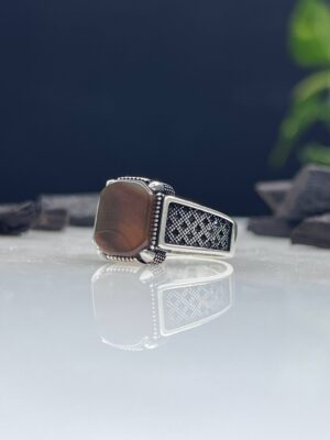 Aqeeq Stone Silver Ring