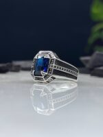 Blue Zircon Stone Silver Ring #081 - Image 2