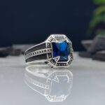 Blue Zircon Stone Silver Ring #081
