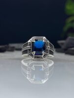 Blue Zircon Stone Silver Ring #081 - Image 3