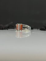 Red Zircon Stone Silver Ring #090 - Image 4