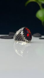 Red Zircon Sone Silver Ring #101