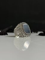 Black Onyx Stone Silver Ring #088 - Image 3
