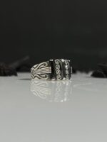Black Zircon Stone Silver Ring #087 - Image 3