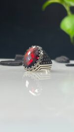 Red Zircon Sone Silver Ring #101 - Image 2