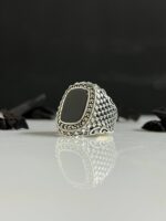 Black Onyx Stone Silver Ring #088 - Image 2