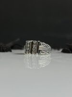 Black Zircon Stone Silver Ring #087 - Image 4
