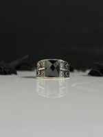 Black Zircon Stone Silver Ring #100 - Image 3