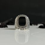 Black Onyx Stone Silver Ring #088