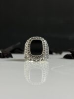 Black Onyx Stone Silver Ring #088