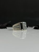 Black Zircon Stone Silver Ring #089 - Image 3