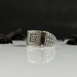 Black Zircon Stone Silver Ring #089