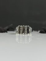 Black Zircon Stone Silver Ring #087 - Image 2