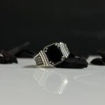 Black Onyx Stone Silver Ring #094