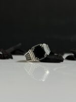 Black Onyx Stone Silver Ring #094