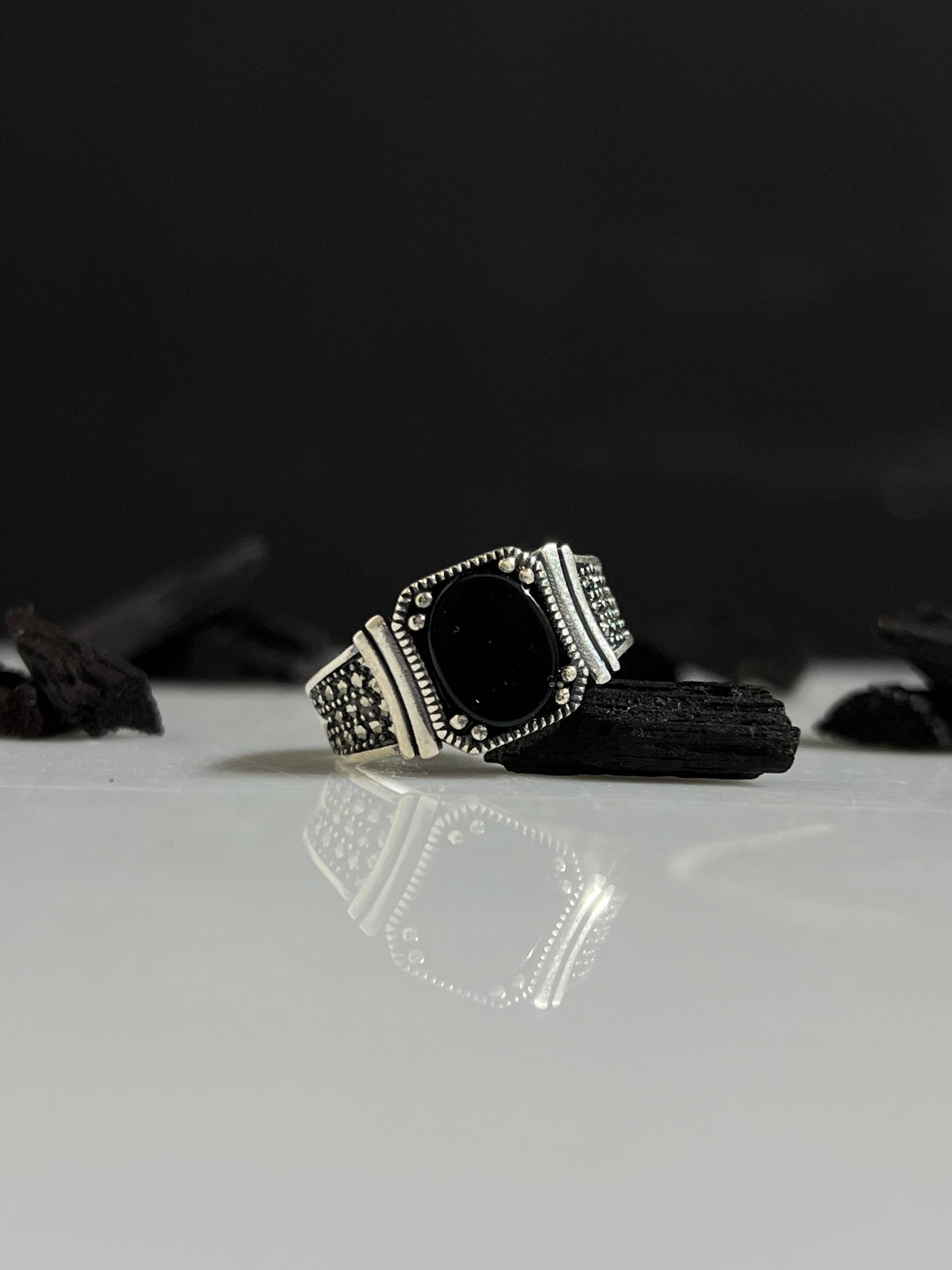 photo_3_2026-03-11_14-51-24 Black Onyx Stone Silver Ring #094 - Image 1