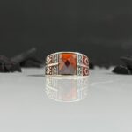 Red Zircon Stone Silver Stone #092