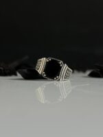 Black Onyx Stone Silver Ring #094 - Image 4