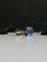 Blue Zircon Stone Silver Ring #099 - Image 3