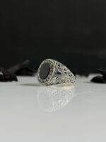 Black Onyx Stone Silver Ring #098 - Image 2