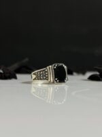 Black Onyx Stone Silver Ring #094 - Image 5