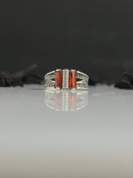 Red Zircon Stone Silver Ring #090 - Image 2