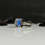 Blue Zircon Stone Silver Ring #099