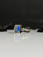 Blue Zircon Stone Silver Ring #099
