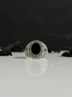 Black Onyx Stone Silver Ring #098 - Image 4