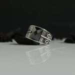 Black Zircon Stone Silver Ring #100