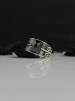 Black Zircon Stone Silver Ring #100
