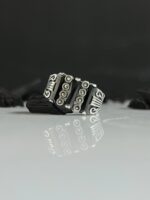 Black Zircon Stone Silver Ring #087