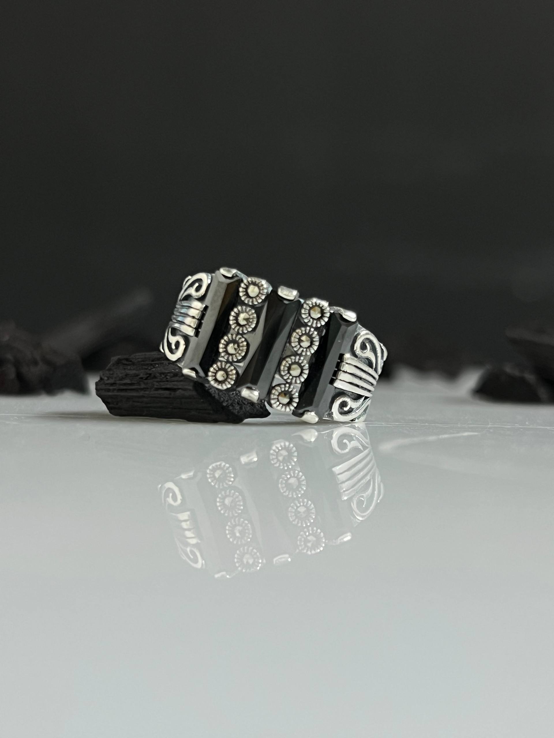 photo_6_2026-03-11_14-50-59 Black Zircon Stone Silver Ring #087 - Image 1