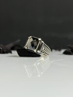 Black Zircon Stone Silver Ring #093 - Image 2