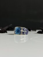 Blue Zircon Stone Silver Ring #103 - Image 2