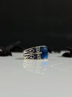 Blue Zircon Stone Silver Ring #103 - Image 3