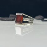 Yemeni Aqeeq Stone Silver Ring #085