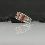 Red Zircon Stone Silver Ring #090