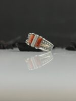 Red Zircon Stone Silver Ring #090