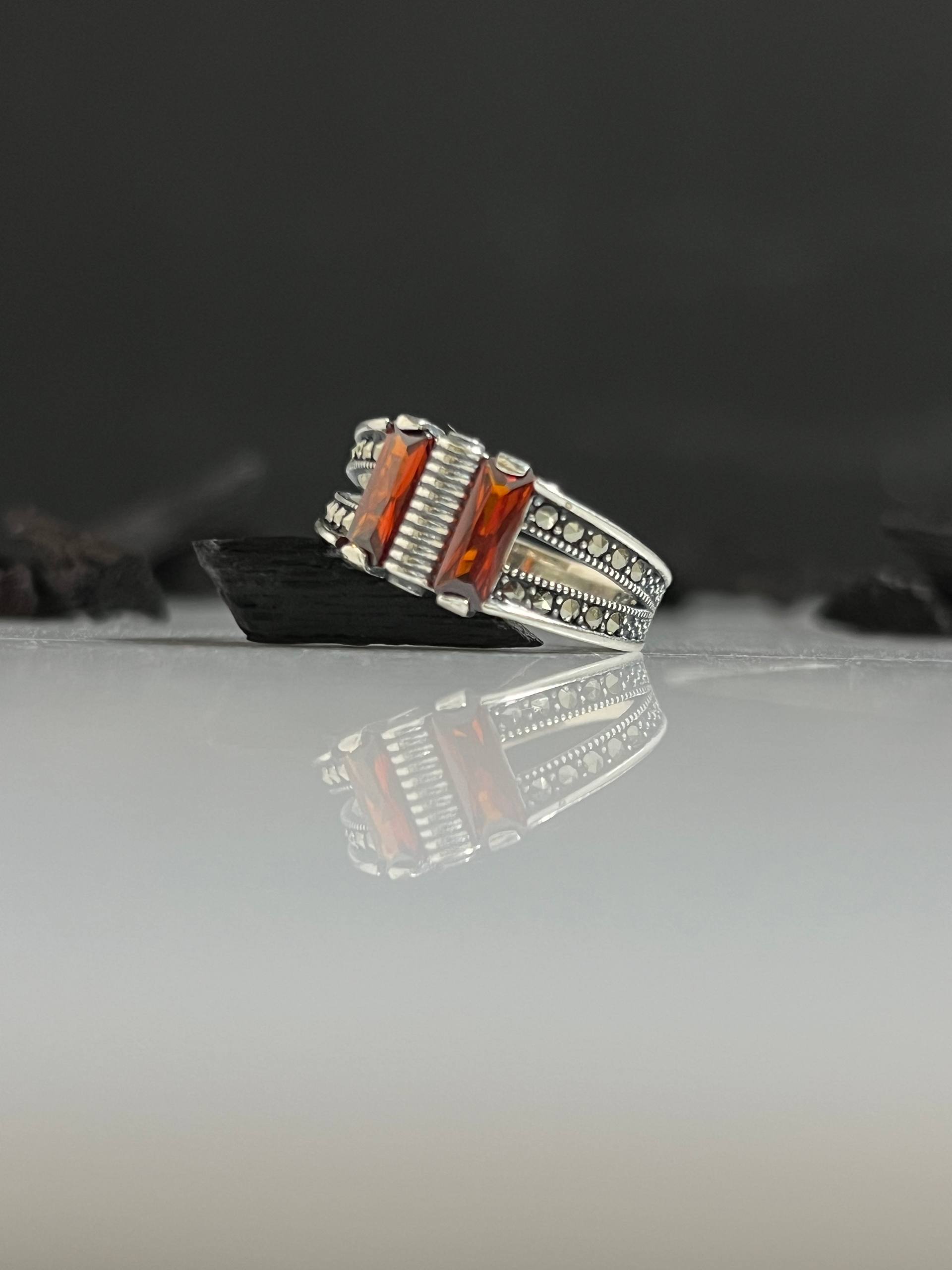 photo_8_2026-03-11_14-50-32 Red Zircon Stone Silver Ring #090 - Image 1