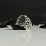 Black Onyx Stone Silver Ring #098