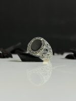 Black Onyx Stone Silver Ring #098
