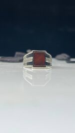 Yemeni Aqeeq Stone Silver Ring #085 - Image 2